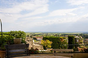 View from upper terrace dining area